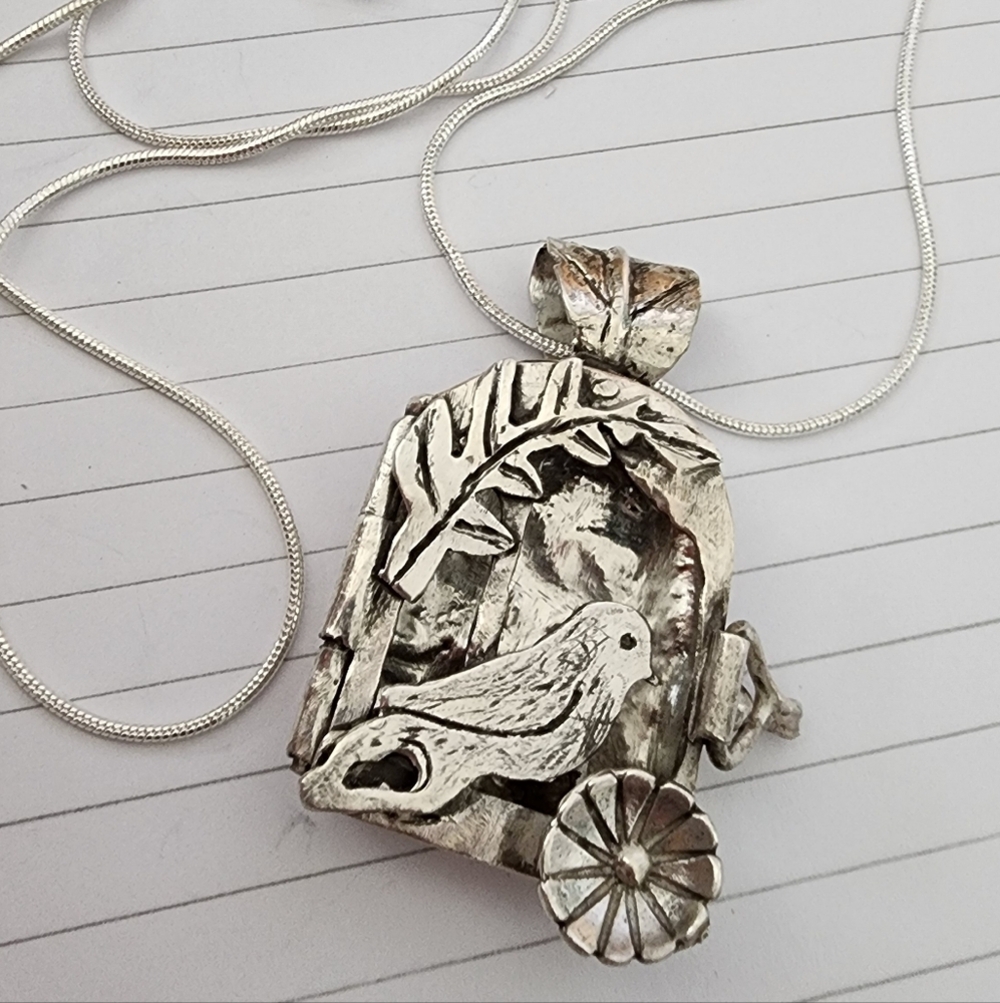 BIRD CAGE NECKLACE HANDMADE IN STERLING SILVER (Order Upon Request)